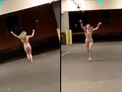 voyeur, exhibition - Elle perd un pari et s'exhiibe nue dans un parking