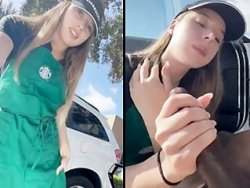 fellation, grosse bite - Une serveuse de Starbucks qui suce la grosse queue de son client