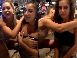 blonde, ivre - Une blonde ivre lèche les seins de sa copine